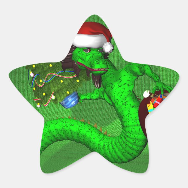 Grüner Drache Stern-Aufkleber (Vorderseite)