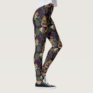 Grüner Drache Und Blumen Leggings