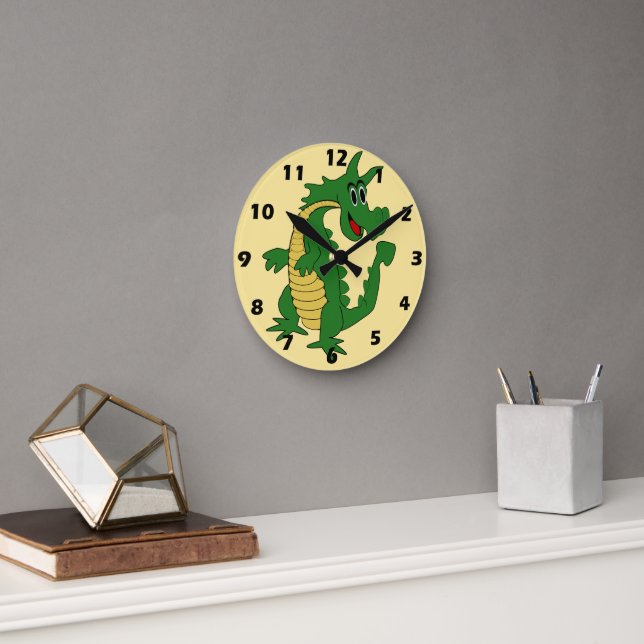 Grüner Drachen-Design Runde Wanduhr (Büro)