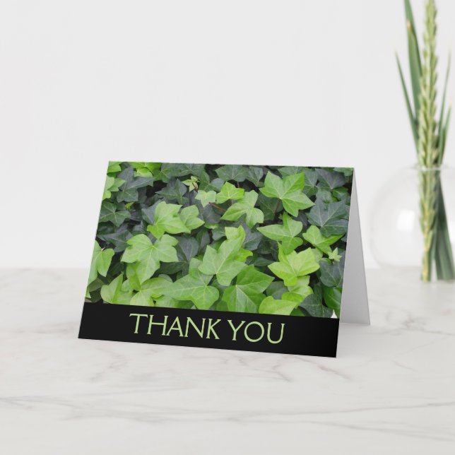 Grüner Efeu Botanischer Druck Dankeskarte (Vorderseite)