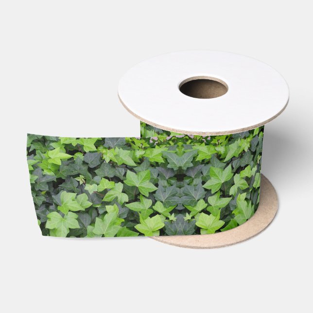 Grüner Efeu Botanischer Druck Satinband (Spule)