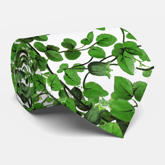 Grüner Efeu mit Blumen Krawatte (Gerollt)