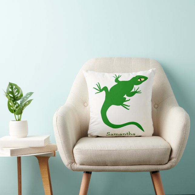 Grüner Eidechsen-Design personalisiert Kissen (Stuhl )