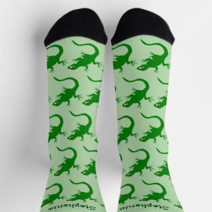 Grüner Eidechsen-Design Personalisiert Socken