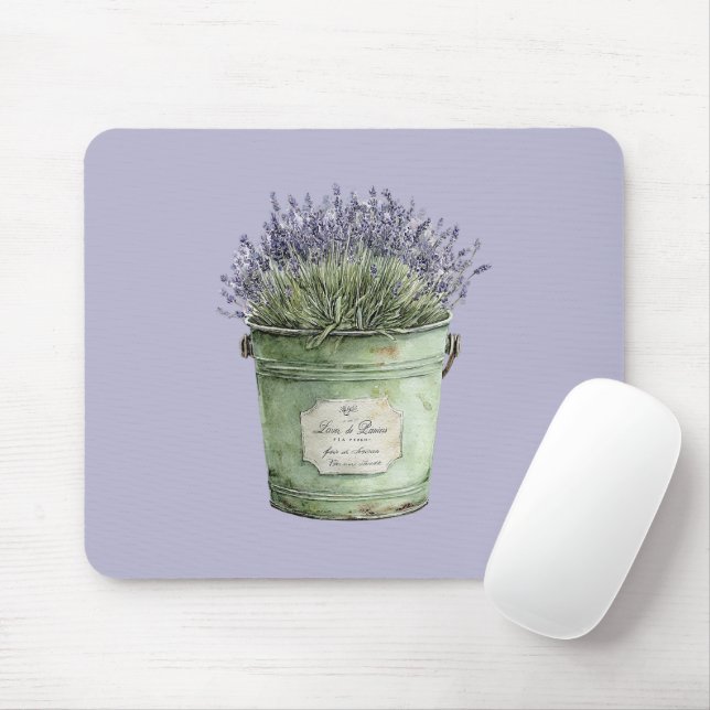 Grüner Eimer Lavendelblüten Mousepad (Mit Mouse)