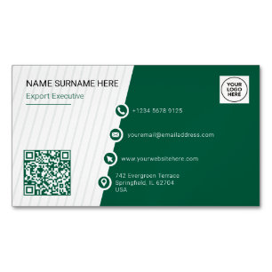 Grüner einfacher formaler QR-Code modern Magnetische Visitenkarte