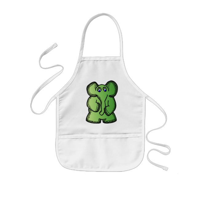 Grüner Elefant Kinderschürze (Vorne)