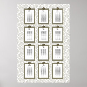 Grüner eleganter Blumen-Toile-Sitzplan-Poster Poster