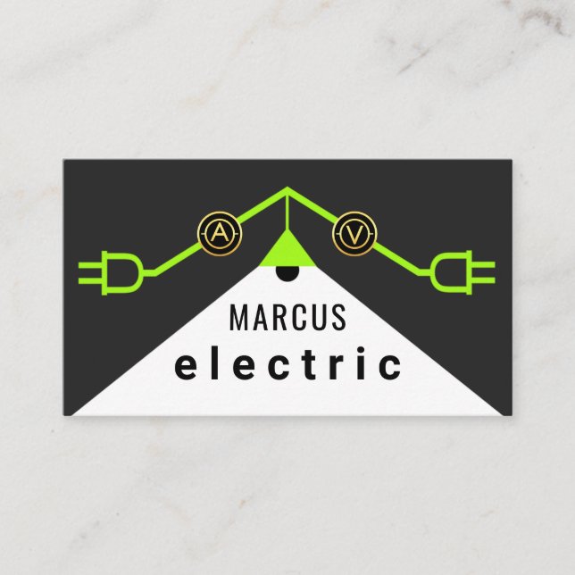 Grüner elektrischer Dachdrahtrahmen Visitenkarte (Vorderseite)