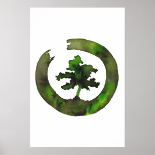 Grüner Enso-Bonsai-Kreis Poster