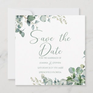 Grüner Eukalyptus-Minimalist Save the Date Einladung