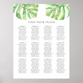 Grüner, exotischer Sitzkartentext. Tropische Hochz Poster