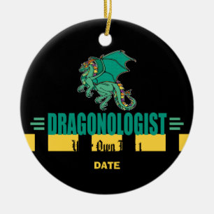 Grüner Fantasiedrache Keramikornament