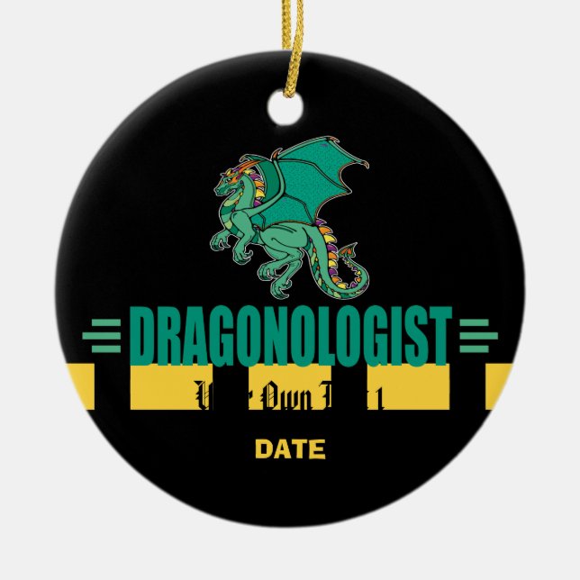 Grüner Fantasiedrache Keramikornament (Vorne)