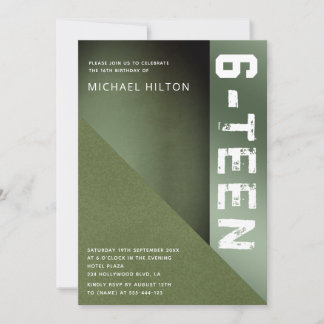 Grüner Farbblockjunge 16 . Geburtstag Einladung