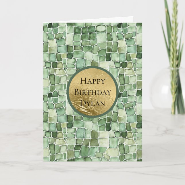 Grüner Faux-Alligator-Tier-Geburtstag Karte (Vorderseite)