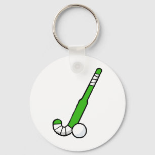 Grüner Feld-Hockey-Stock Schlüsselanhänger