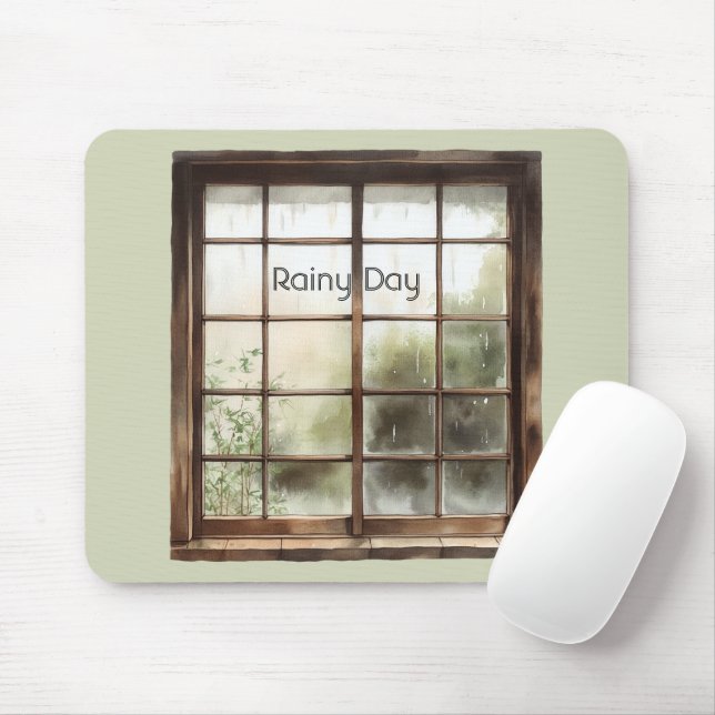 Grüner Fenster Regentag Mousepad (Mit Mouse)