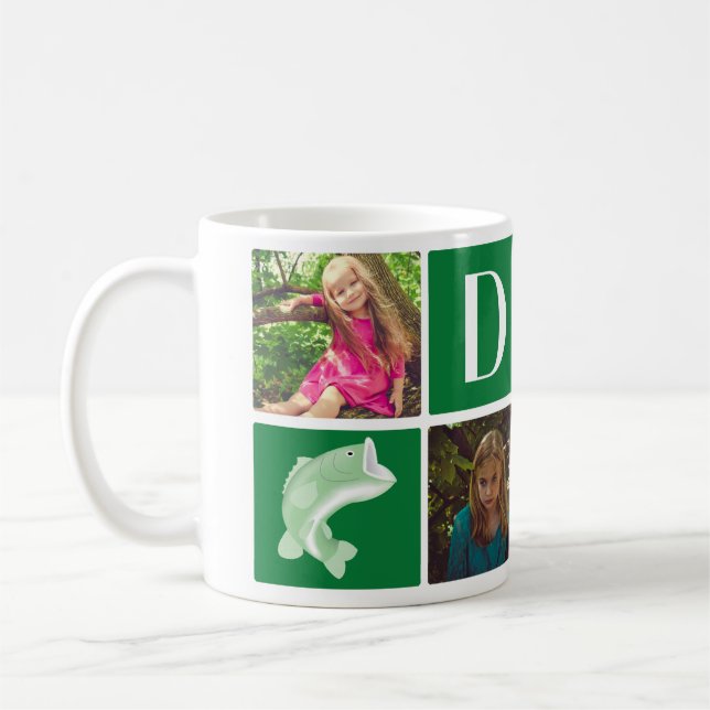 Grüner Fisch Foto Collage Geschenk für Vater Vater Kaffeetasse (Links)