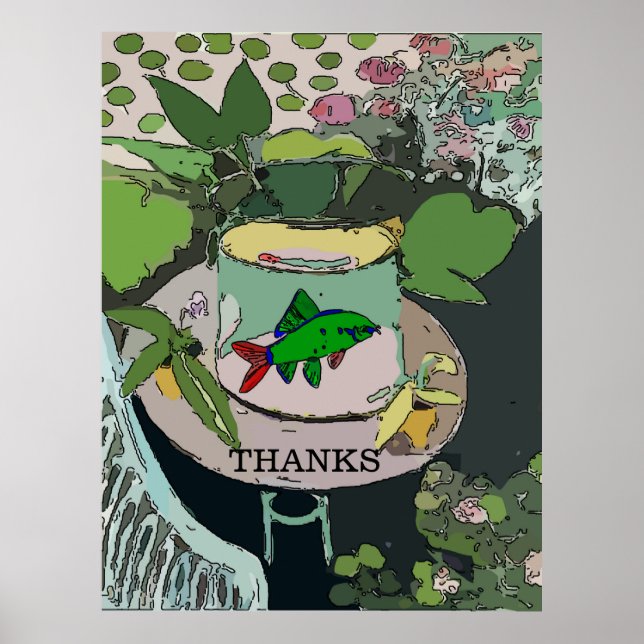 Grüner Fisch in Bowl Poster (Vorne)