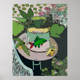 Grüner Fisch in Bowl Poster