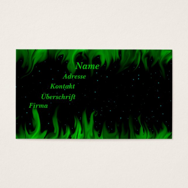 Grüner Flammen am Sternenhimmel (Vorderseite)