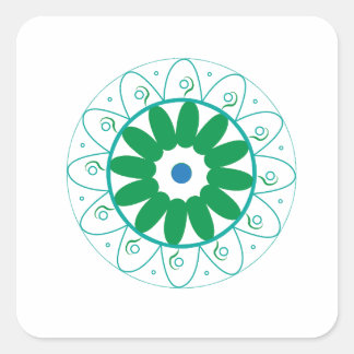 Grüner Floraler Mandala-Runder Klassischer Aufkleb Quadratischer Aufkleber
