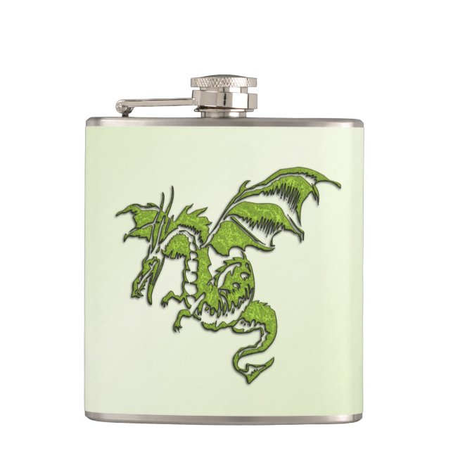 Grüner Flugdrache  Flachmann (Vorderseite)