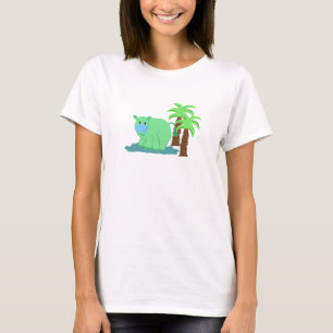 Grüner Flusspferd im Wasser T-Shirt