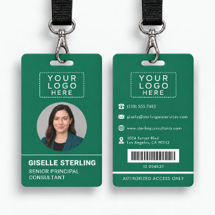 Grüner Foto-Barcode-Name-ID-Ausweis Mitarbeiter-Lo Ausweis