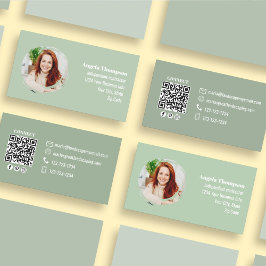 Grüner Foto-QR-Code Soziale Medien Visitenkarte