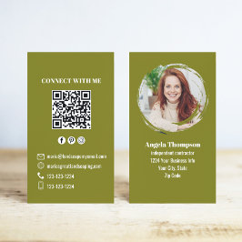 Grüner Foto-QR-Code: Verbinde dich mit mir Geschäf Visitenkarte