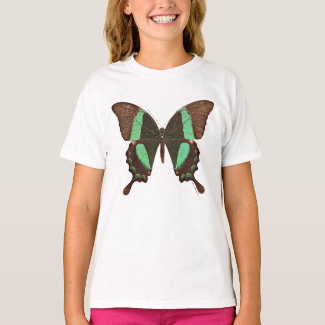 Grüner Frack-Schmetterling T-Shirt (Vorderseite)
