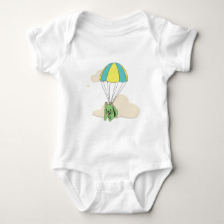 Grüner französische Bulldoggen-Regenschirm-Spaß Baby Strampler