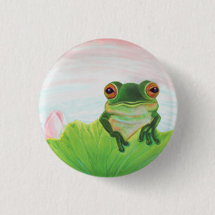Grüner Frog hinter der Lilientastatur Button