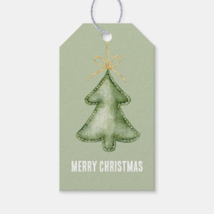 Grüner Frohe Weihnachtsbaum Geschenkanhänger