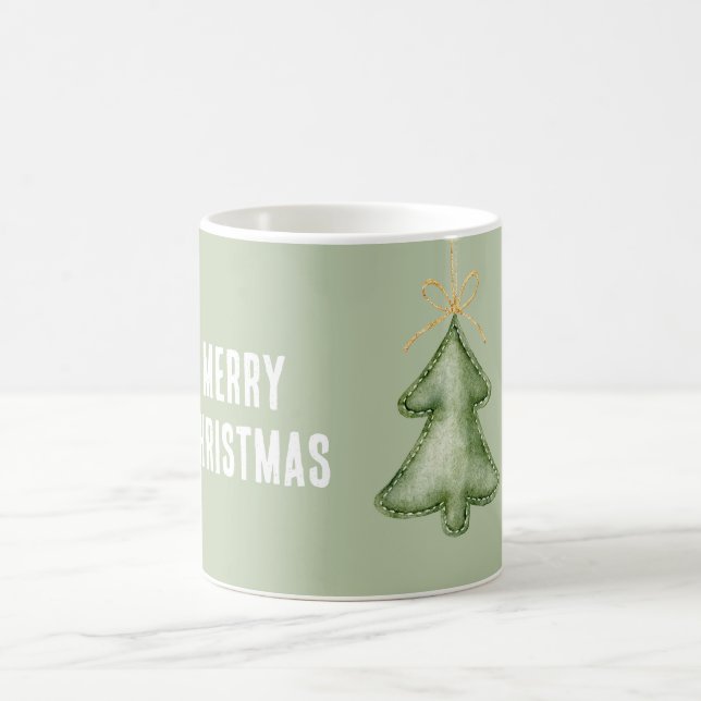 Grüner Frohe Weihnachtsbaum Kaffeetasse (Mittel)