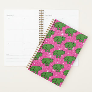 Grüner Frosch Amphibien Tiere Rosa Glitter Planer