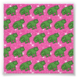 Grüner Frosch Amphibientiere Rosa Glitzer Fantasi Fotodruck