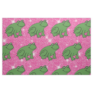 Grüner Frosch Amphibientiere Rosa Glitzer Stoff