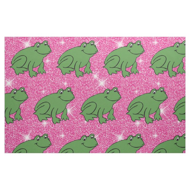 Grüner Frosch Amphibientiere Rosa Glitzer Stoff (Fat Quarter (45,7 x 55,9 cm))