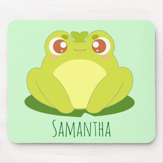 Grüner Frosch auf der Blätter Mousepad (Vorne)