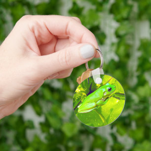 Grüner Frosch auf einem Blatt, Schlüsselanhänger