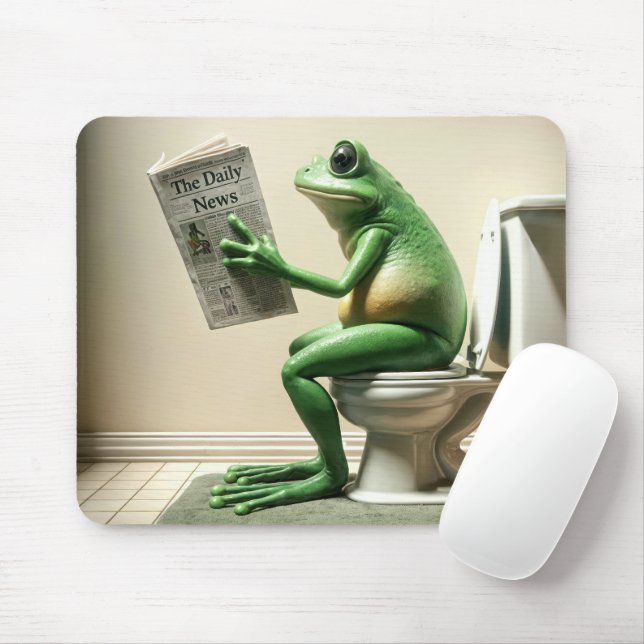 Grüner Frosch auf einer Toilette Mousepad (Mit Mouse)