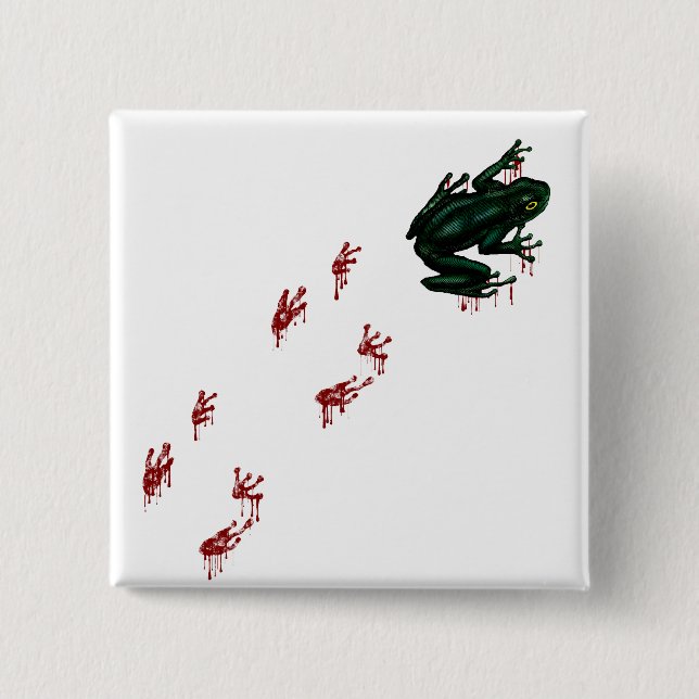 Grüner Frosch-Blut-Abdrücke Goth Amphibie Button (Vorderseite)