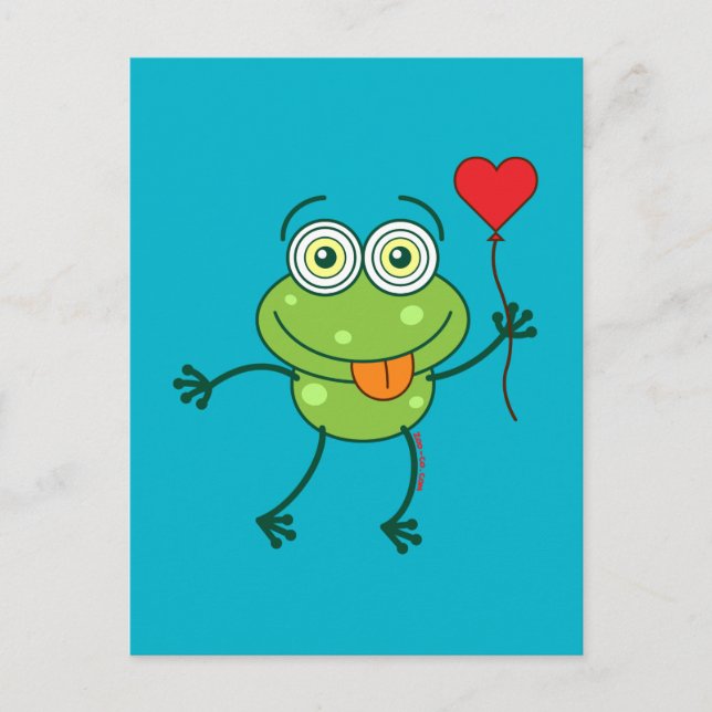 Grüner Frosch, der wütend in Liebe fällt Postkarte (Vorderseite)