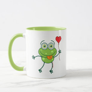 Grüner Frosch, der wütend in Liebe fällt Tasse