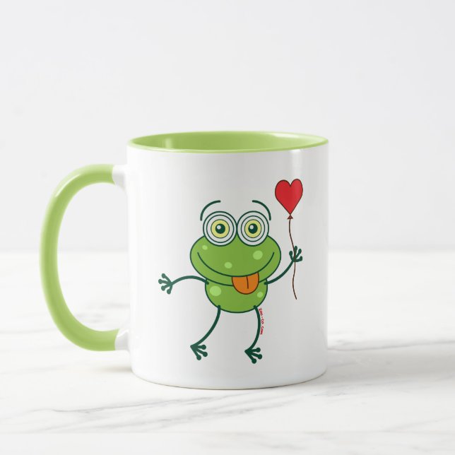 Grüner Frosch, der wütend in Liebe fällt Tasse (Links)