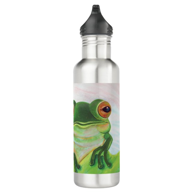 Grüner Frosch Entspannen im Teich Edelstahlflasche (Rechts)