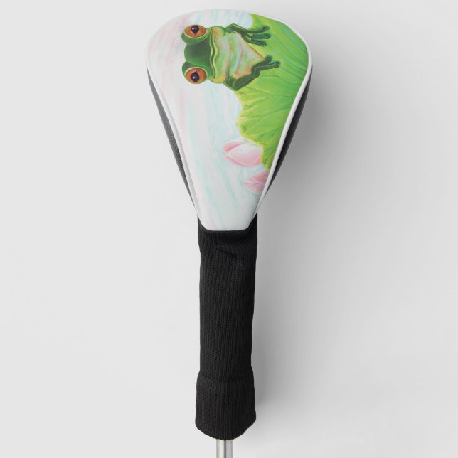 Grüner Frosch Entspannen im Teich Golf Headcover (Vorderseite)